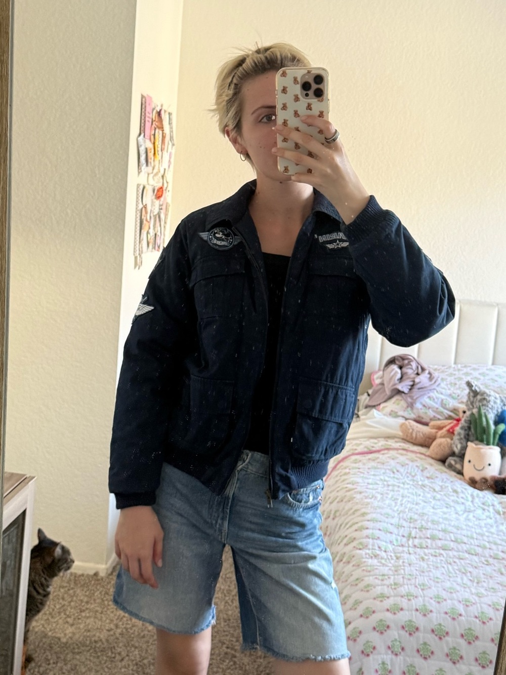 Disney Soarin’ Navy Bomber Jacket with Patch Detail - Women's